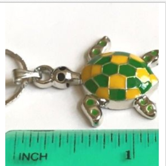 Sea Turtle Necklace Yellow Green Sea Life Island Nautical Silver Plated Pendant - Picture 8 of 8